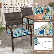 Load image into Gallery viewer, Ensemble de Meubles de Patio 5 Pièces Salon de Jardin 4 Fauteuils en Rotin avec Coussins et Table Carrée avec Trou pour Parasol -
