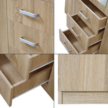 Load image into Gallery viewer, Armoire de chambre garde-robe moderne meuble de rangement intemporel 5 tagres 3 tiroirs + miroir MDF 176 x 120 x 52 cm effet ch锚ne sonoma 03_0006369