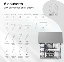 Load image into Gallery viewer, COMFEE' TD602E-W Lave-vaisselle compact pose libre, écran LED, 6,5 litres, blanc, niveau sonore : 47 dB