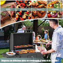 Load image into Gallery viewer, Barbecue à Charbon de Bois Portable avec 2 Tables d'Appoint Noir -