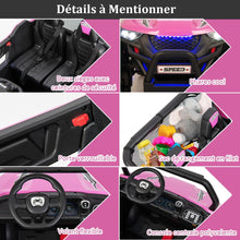 Load image into Gallery viewer, Voiture électrique Enfant 12 V Télécommande pour 3-8 Ans 2 Vitesses Ressort de Suspension Charge 59KG 118x74x71CM Noir/Rose/Rouge -