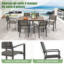 Load image into Gallery viewer, Ensemble de Meubles de Patio 7 Pièces pour 6 Personnes Salon de Jardin avec 6 Chaises Empilables et Table Rectangulaire Gris -