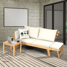 Load image into Gallery viewer, Chaise Longue Convertible avec Coussin Canapé de Jardin 2 en 1 en Bois d’Acacia avec Accoudoir Réglable pour Patio Piscine Jardin Blanc/Gris/Bleu/Rouge -