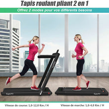 Load image into Gallery viewer, 2 en 1 Tapis de Course Electrique Pliable 1  12 Km/H avec Haut-parleur Bluetooth Tlcommande Moteur 0,75HP Vert/Blanc/Noir/Rouge/Or/Noir et Argent/Bleu -