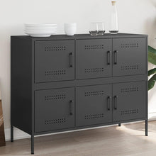 Load image into Gallery viewer, vidaXL Buffet, Armoire avec Pieds et Compartiments, Placard avec Porte, Meuble de Rangement Salon Intérieur, Noir 100,5x39x79 cm Acier