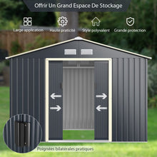 Load image into Gallery viewer, Abri de Jardin en Mtal 5,29 銕77 x 191 x 202 cm avec 2 Portes Coulissantes Verrouillables 4 Trous d橝ration Gris pour Vlo -
