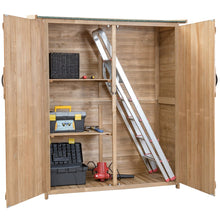 Load image into Gallery viewer, Abri de Jardin en Bois Cabane de Jardin Extérieur Double Portes avec Loquet Toit Incliné en Asphalte Cabanon Jardin Extérieur 140 x 50 x 162 cm Naturel -