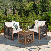 Load image into Gallery viewer, Ensemble Salon de Jardin en Bois d'Acacia Rotin Artisanal Anti-soleil Résistant aux Intempéries pour Porche Balcon Terrasse -