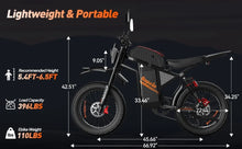 Load image into Gallery viewer, Electric Dirt Bike for Adults, 60V 35ah, 3000W 45 MPH &amp; 37 - 68 Miles Electric Motorcycle, 25'' Fat Tire Off - Road Mountain Bike UL2849