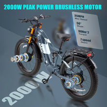 Load image into Gallery viewer, Dual Motors AWD 2000W Electric Bike for Adult 26'', UL2849 48V 60AH Removable Battery E - Mountain Bike 4'' Fat Tire up to 35MPH&amp;200miles Long Range Off Road Ebike Beach Dual Hydraulic&amp;Brakes E - Bicycle