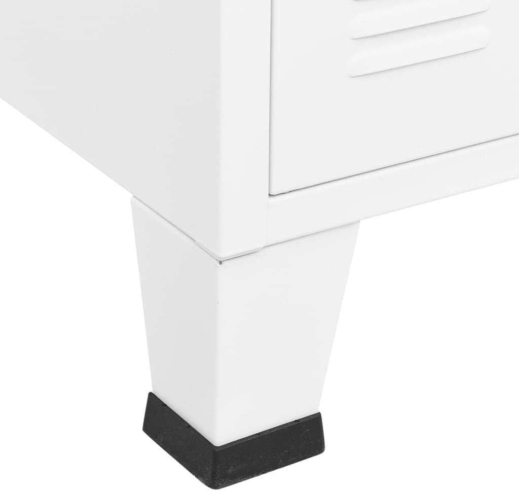 vidaXL Buffet Industriel Armoire Latérale Meuble de Rangement Armoire de Rangement Salle de Séjour Maison Intérieur Blanc 105x35x62 cm Métal et Verre