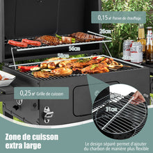 Load image into Gallery viewer, Barbecue à Charbon de Bois Portable avec 2 Tables d'Appoint Noir -