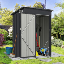 Load image into Gallery viewer, Abri de Rangement Toutes Saisons Abri  Outils Utilitaire avec Toit en Pente Porte Ouvrante Arations Cadre en Mtal Galvanis Gris -