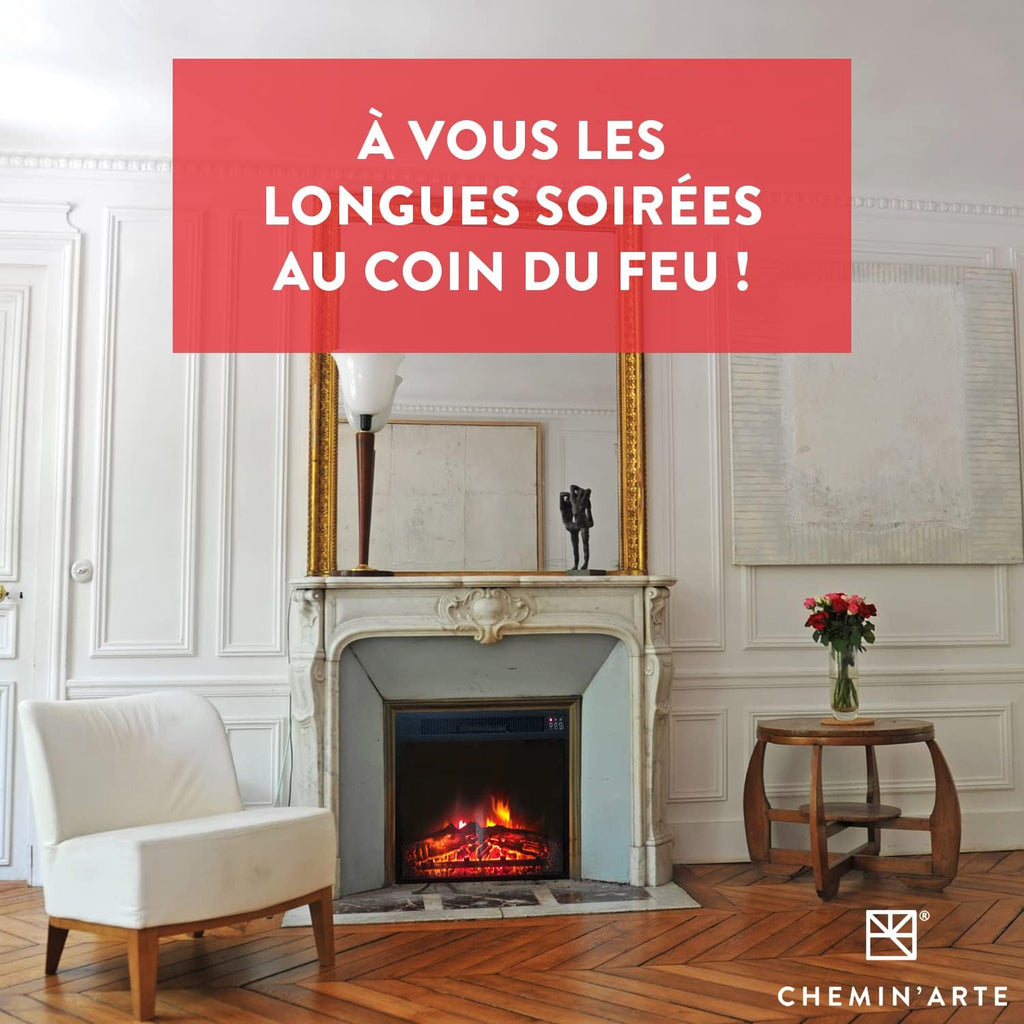 Chemin’Arte Insert Électrique à Encastrer - Effet Flammes - LEDs - Oxford XL - 2000W - Conçu en France - Garanti 2 Ans