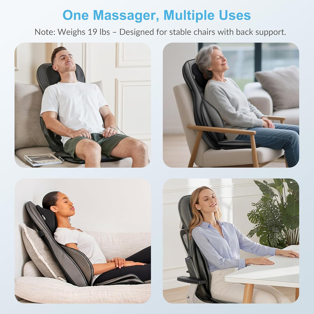 COMFIER Siège Massant Shiatsu pour Dos & Cou - Masseur de Dos Complet à Pétrir 2D/3D avec Chaleur et Compresse réglable, Fauteuil Massant pour hanche/nuque/dos, Masseur Complet du Corps