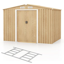 Load image into Gallery viewer, Abri de Rangement 259cm x196cm avec Base de Fondation Maison à Outils en Métal Galvanisé avec 4 Aérations Imperméable et Coupe-vent Naturel -