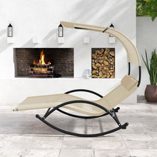 Load image into Gallery viewer, Chaise Longue Double Chaise  Bascule pour 2 Personnes 2 Appui-T锚tes Amovibles Cadre en Mtal Robuste Lit de Repos Ergonomique 2 Places Gris/Noir/Beige -