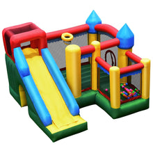 Load image into Gallery viewer, Château Gonflable 4 en 1 pour Enfant 3-10 Ans avec Toboggan Aire de Saut Mur d’Escalade Panier de Basketball -