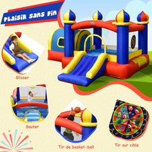Load image into Gallery viewer, Château Gonflable pour Enfant avec Espace de Rebonds Petite Maison Toboggan Panier de Basket(sans Gonfleur) -