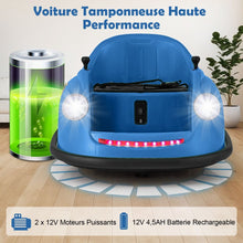 Load image into Gallery viewer, Auto-tamponneuse Electrique 12V pour Enfants Alimente par Batterie Tlcommande Lumires LED Musique pour les 2-5 Ans Rose/Rouge/Bleu -