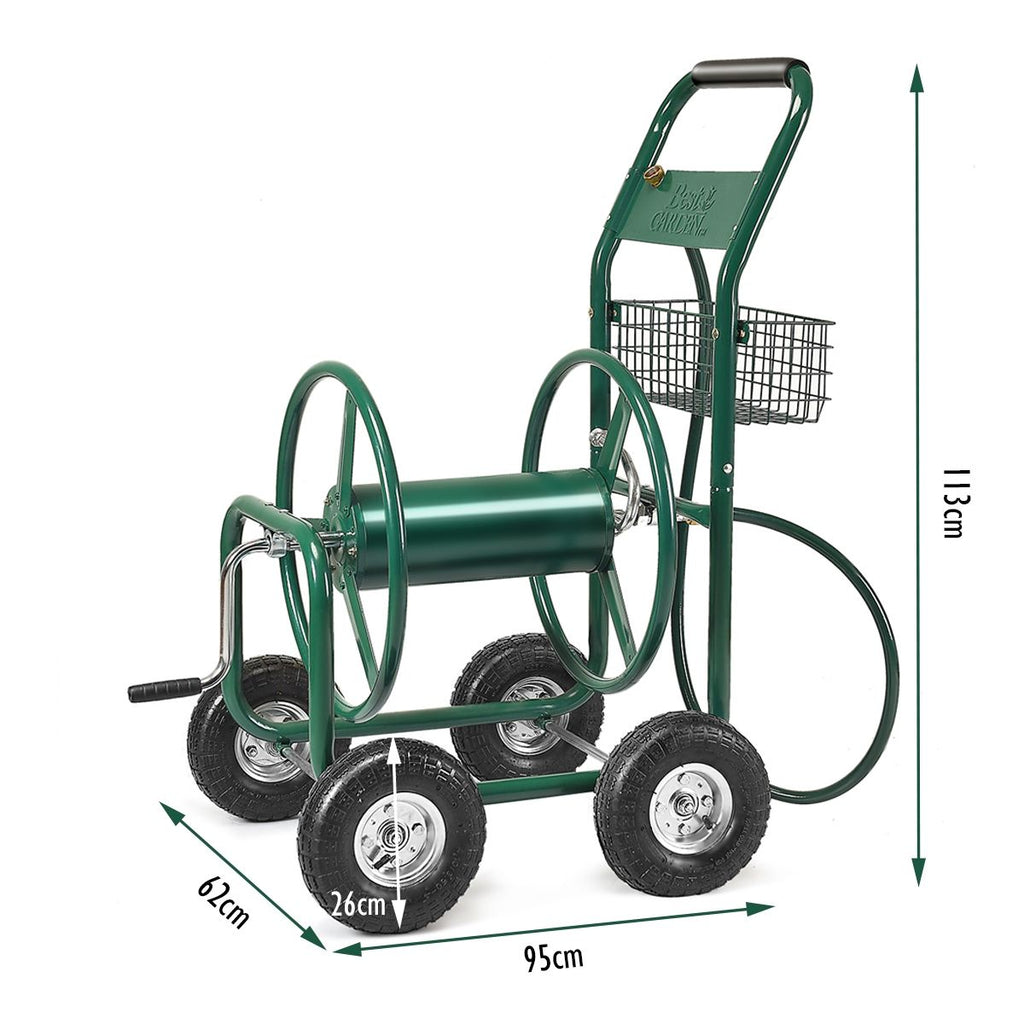 Dvidoir de Tuyau d橝rrosage avec 4 Roulettes Chariot pour 1.7m de Tuyau d橝rrosage Panier,95x62x113cm,Vert -