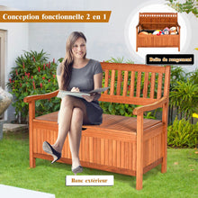 Load image into Gallery viewer, Banc de Jardin 2 Places 107 x 59 x 90 CM en Bois d'Acacia avec Compartiment de Rangement pour Jardin Terrasse Balcon -