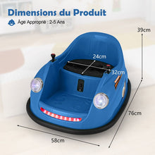 Load image into Gallery viewer, Auto-tamponneuse Electrique 12V pour Enfants Alimente par Batterie Tlcommande Lumires LED Musique pour les 2-5 Ans Rose/Rouge/Bleu -
