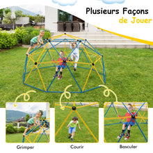 Load image into Gallery viewer, D么me d'Escalade de 305cm avec Balanoire Cage d'Escalade en Mtal Charge Max 363 kg Intrieur Extrieur pour Enfants de 3-10 Ans Jaune/Rouge -