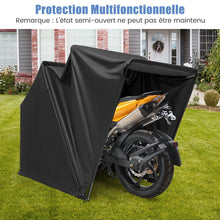 Load image into Gallery viewer, Abri de Moto Extrieur Tente Moto avec Housse en Tissu Oxford Fen锚tres en Maille Enroulables Housse Moto Exterieur tanche pour Moto Vlos Outils Noir -