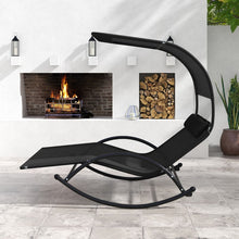 Load image into Gallery viewer, Chaise Longue Double Chaise à Bascule pour 2 Personnes 2 Appui-Têtes Amovibles Cadre en Métal Robuste Lit de Repos Ergonomique 2 Places Gris/Noir/Beige -