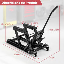 Load image into Gallery viewer, Cric Hydraulique pour Moto Capacité de 680 kg Table Élévatrice Moto Plateforme Réglable en Hauteur sur 3 Niveaux Rouge/Noir -