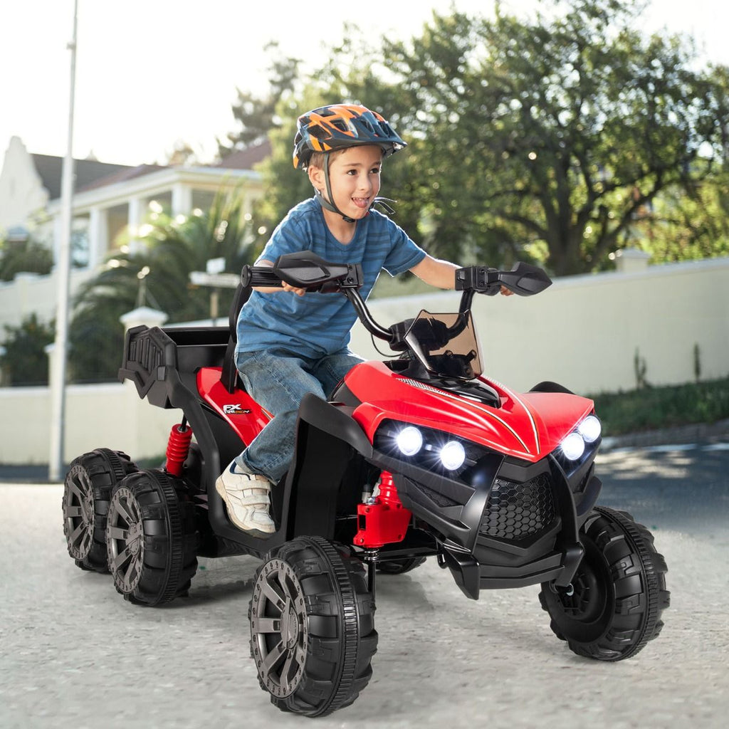 12V Quad Electrique Enfants avec Lumières LED et Musique Véhicule Electrique Enfants avec Démarrage Lent Charge 30kg 129 x 69 x 72 cm Noir/Rouge -