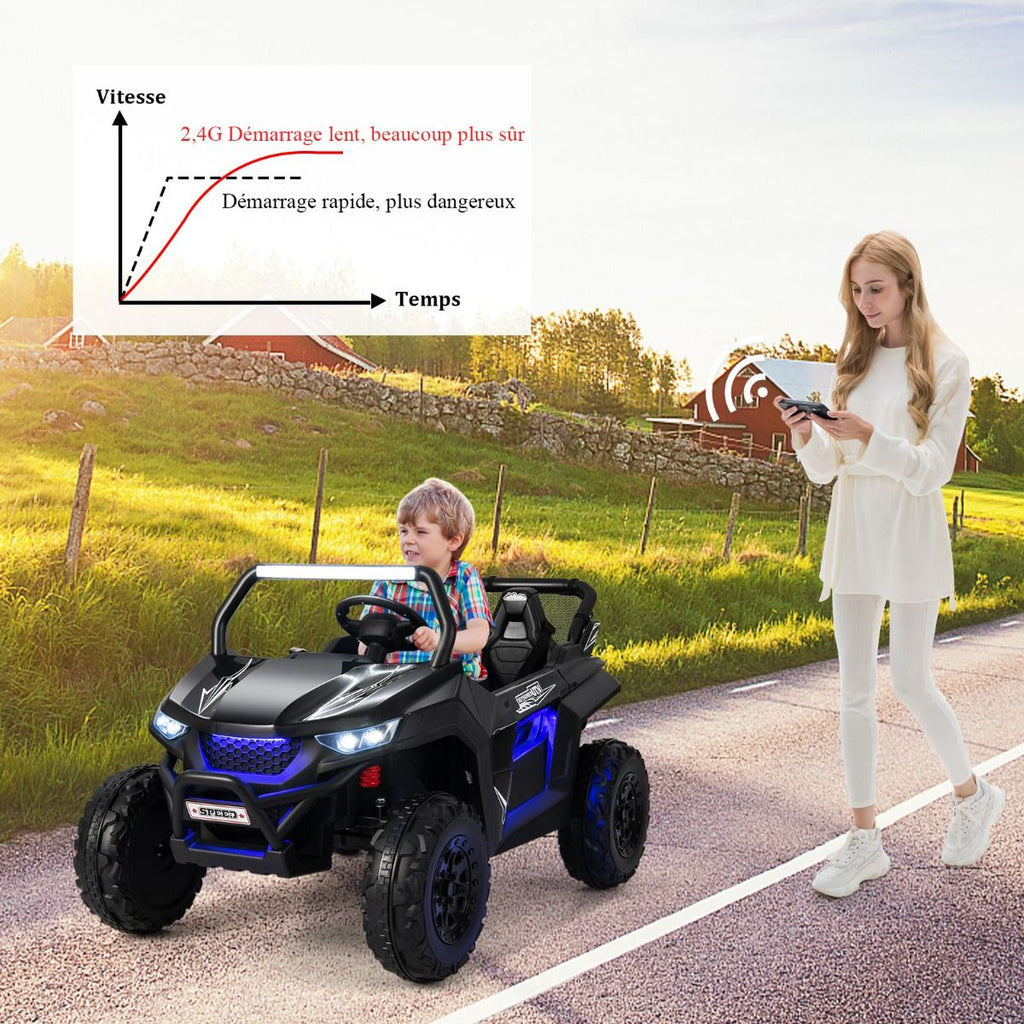 Voiture lectrique Enfant 12 V Tlcommande pour 3-8 Ans 2 Vitesses Ressort de Suspension Charge 59KG 118x74x71CM Noir/Rose/Rouge -