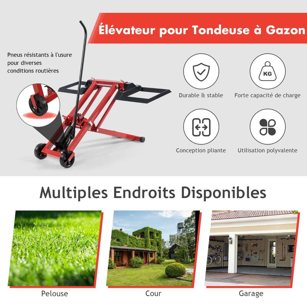 Cric de Levage pour Tondeuse à Gazon pour Tracteurs et Tondeuses à Gazon Autoportées à Rayon de Braquage Nul Capacité de 227 Kg -