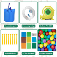 Load image into Gallery viewer, 7 en 1 Ch芒teau Gonflable Tropical  Thme Singe &amp; Palmier avec Toboggan Aquatique avec Piscine &amp; 50 Boules Charge 90kg pour 2 Enfants de 3-10 Ans -