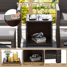 Load image into Gallery viewer, Ensemble Meuble de Salon 5PCS Salon de Jardin en Rotin PE avec Coussin pour Balcon Piscine Terrasse Gris/Blanc -