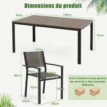 Load image into Gallery viewer, Ensemble de Meubles de Patio 7 Pièces pour 6 Personnes Salon de Jardin avec 6 Chaises Empilables et Table Rectangulaire Gris -