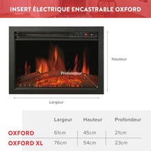 Load image into Gallery viewer, Chemin’Arte Insert Électrique à Encastrer - Effet Flammes - LEDs - Oxford XL - 2000W - Conçu en France - Garanti 2 Ans