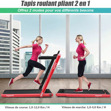Load image into Gallery viewer, 2 en 1 Tapis de Course Electrique Pliable 1 à 12 Km/H avec Haut-parleur Bluetooth Télécommande Moteur 0,75HP Vert/Blanc/Noir/Rouge/Or/Noir et Argenté/Bleu -