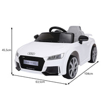 Load image into Gallery viewer, Voiture TTRS Electrique pour Enfants 12V Max. 5 Km/h Double Porte avec Tlcommande 2.4G Blanc/Rouge -