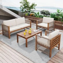 Load image into Gallery viewer, Salon de Jardin,Salon de Jardin 4 Personnes,avec canapé,Table Basse et Coussins,Housse en Tissu déhoussable et Lavable,Noir (Coussins d'assise Inclus)