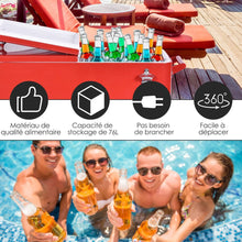 Load image into Gallery viewer, Chariot Isotherme Roulant de 76L Réfrigérant avec Roulettes Universelles Ouvre-bouteille Desserte Jardin pour Conserver Glace et Boissons -