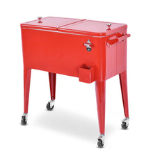 Load image into Gallery viewer, Chariot Isotherme Roulant de 76L Réfrigérant avec Roulettes Universelles Ouvre-bouteille Desserte Jardin pour Conserver Glace et Boissons -