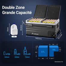 Load image into Gallery viewer, 115L Glaciere Electrique Double Zone,Glaciere a Compression WiFi APP,12 V/24 V et 100-240 V Frigo Camping,-20 à 20 pour Voiture,Camion,Bateau,Camping,Car,Caravanes,Voyageant,Maison