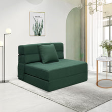 Load image into Gallery viewer, ANONER Canapé de Sol Convertible Canapé Convertible 1 Place, Canape Lit 1 Place en Mousse à Mémoire de Forme &amp; Oreiller, Matelas Pliant Sofa pour Chambre Salon, Vert Foncé