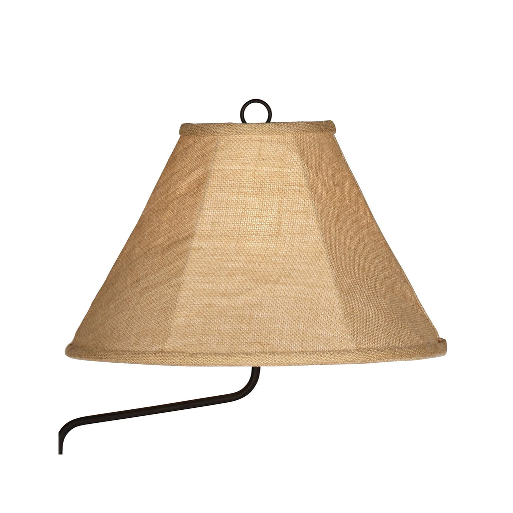 Regency Hill Travata Rustic Vintage Floor Lamp with End Table 54" Tall Bronze Scrollwork Swing Arm Burlap Fabric Empire Shade for Living Room Reading
