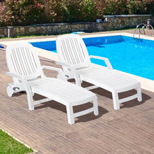 Load image into Gallery viewer, Chaise Longue Inclinable Rglable  5 Positions avec Roues Flexibles Fauteuil Relax de Camping avec Bo卯te de Rangement Charge 150KG Blanc -