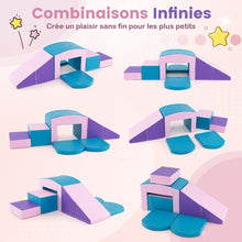 Load image into Gallery viewer, 6 Blocs d橢scalade en Mousse Jeu d橢scalade pour Tout-Petits Jeu d橝ctivit d橢scalade Color Tunnel Escaliers et Rampe pour 12+ Mois Color/Bleu/Violet -