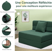 Load image into Gallery viewer, ANONER Canapé de Sol Convertible Canapé Convertible 1 Place, Canape Lit 1 Place en Mousse à Mémoire de Forme &amp; Oreiller, Matelas Pliant Sofa pour Chambre Salon, Vert Foncé