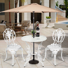 Load image into Gallery viewer, Ensemble Table et 2 Chaises pour Jardin en Aluminium en Forme de Rose Blanc Résistant aux Intempéries -